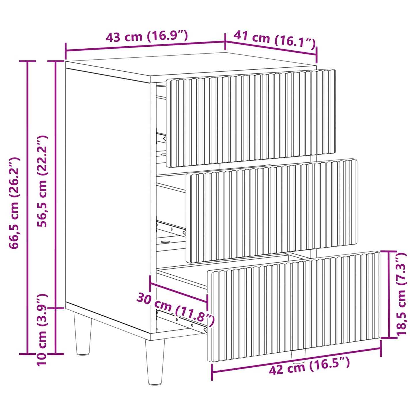 vidaXL Κομοδίνο με συρτάρι Γκρι Σκυροδέματος 43 x 41 x 66,5 εκ.