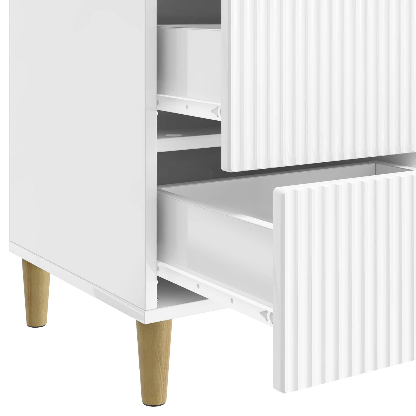 vidaXL Κομοδίνο Γυαλιστερό Λευκό 43 x 41 x 66,5 εκ. Επεξεργασμένο Ξύλο