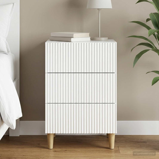 vidaXL Κομοδίνο Γυαλιστερό Λευκό 43 x 41 x 66,5 εκ. Επεξεργασμένο Ξύλο