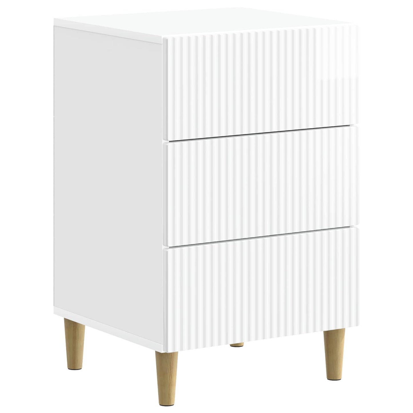 vidaXL Κομοδίνο Γυαλιστερό Λευκό 43 x 41 x 66,5 εκ. Επεξεργασμένο Ξύλο