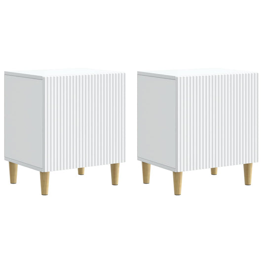 vidaXL Κομοδίνο 2 τμχ. Λευκό 43 x 34,5 x 50 εκ Επεξεργασμένο Ξύλο