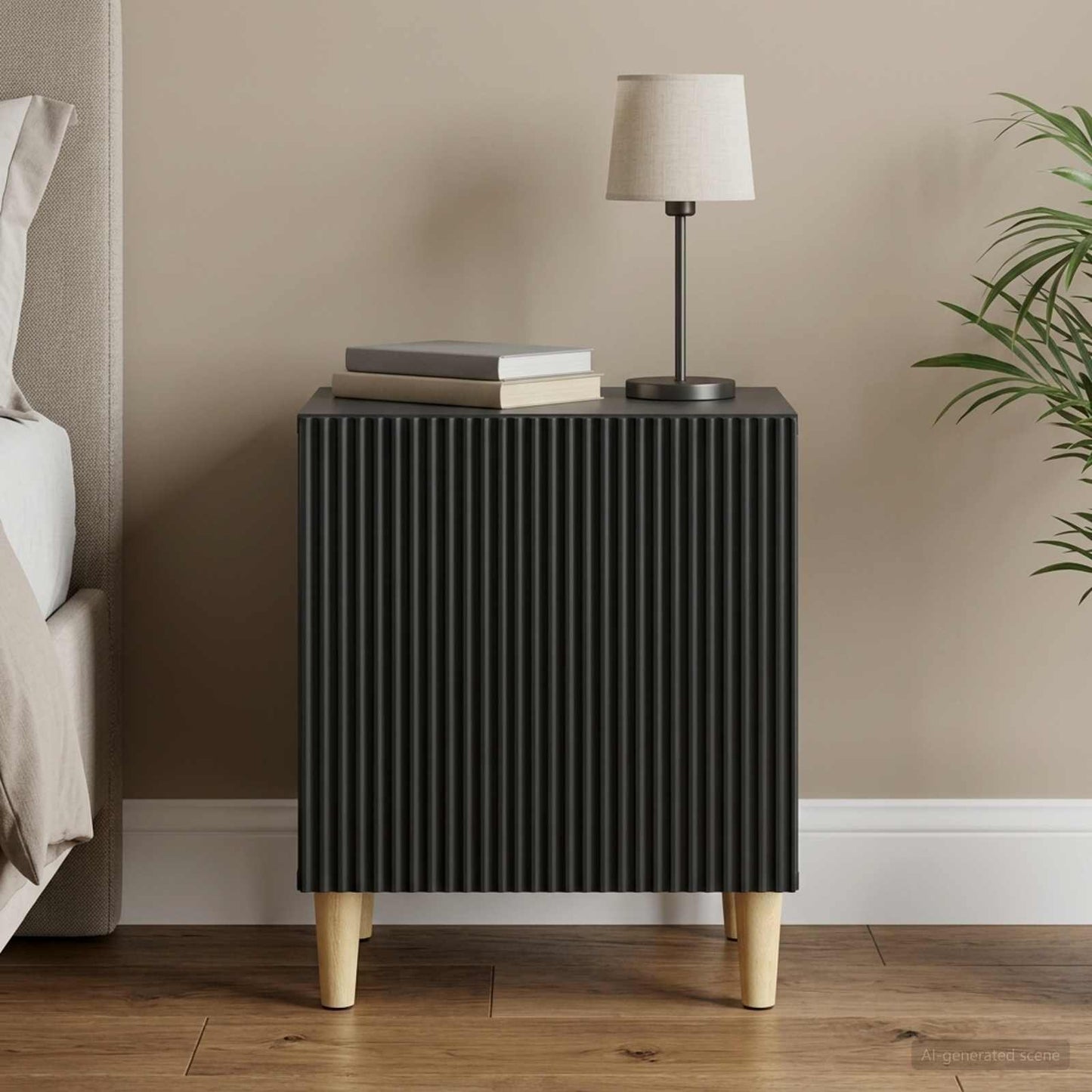 vidaXL Κομοδίνο Μαύρο 43 x 34,5 x 50 εκ Επεξεργασμένο Ξύλο
