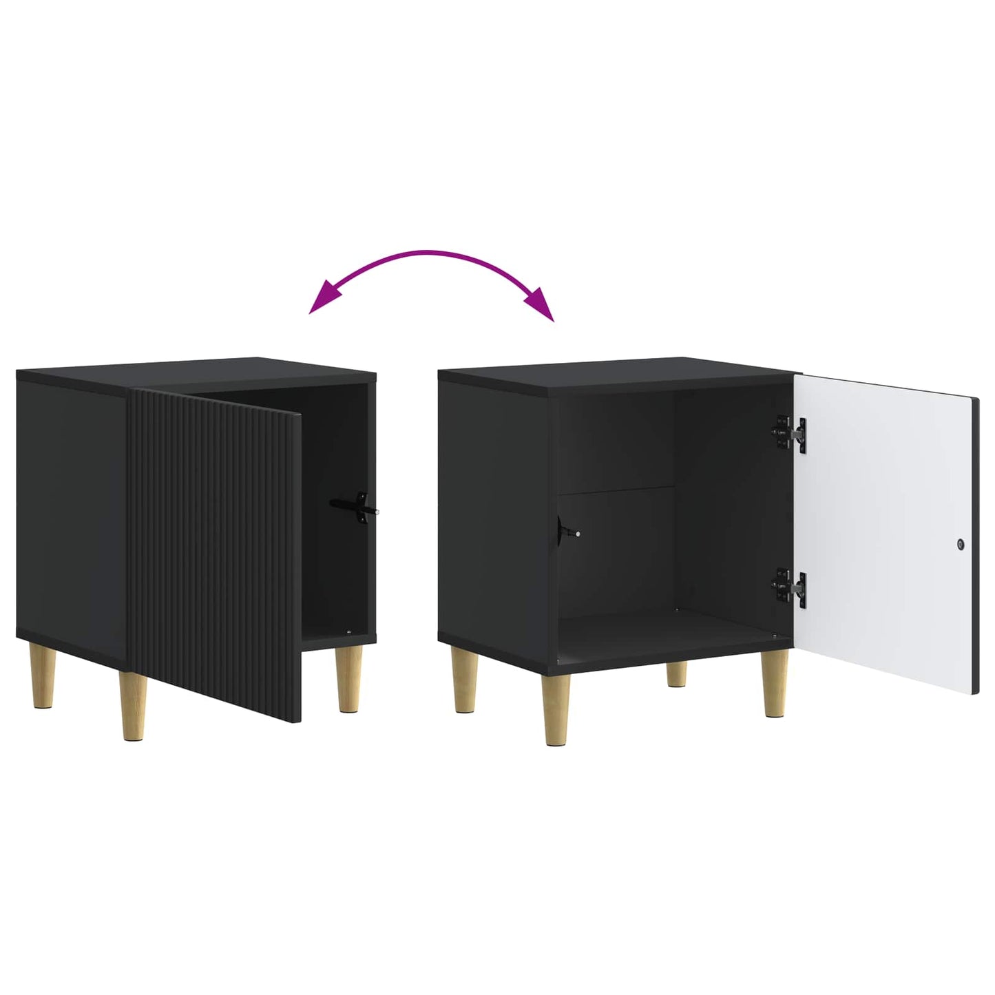 vidaXL Κομοδίνο Μαύρο 43 x 34,5 x 50 εκ Επεξεργασμένο Ξύλο