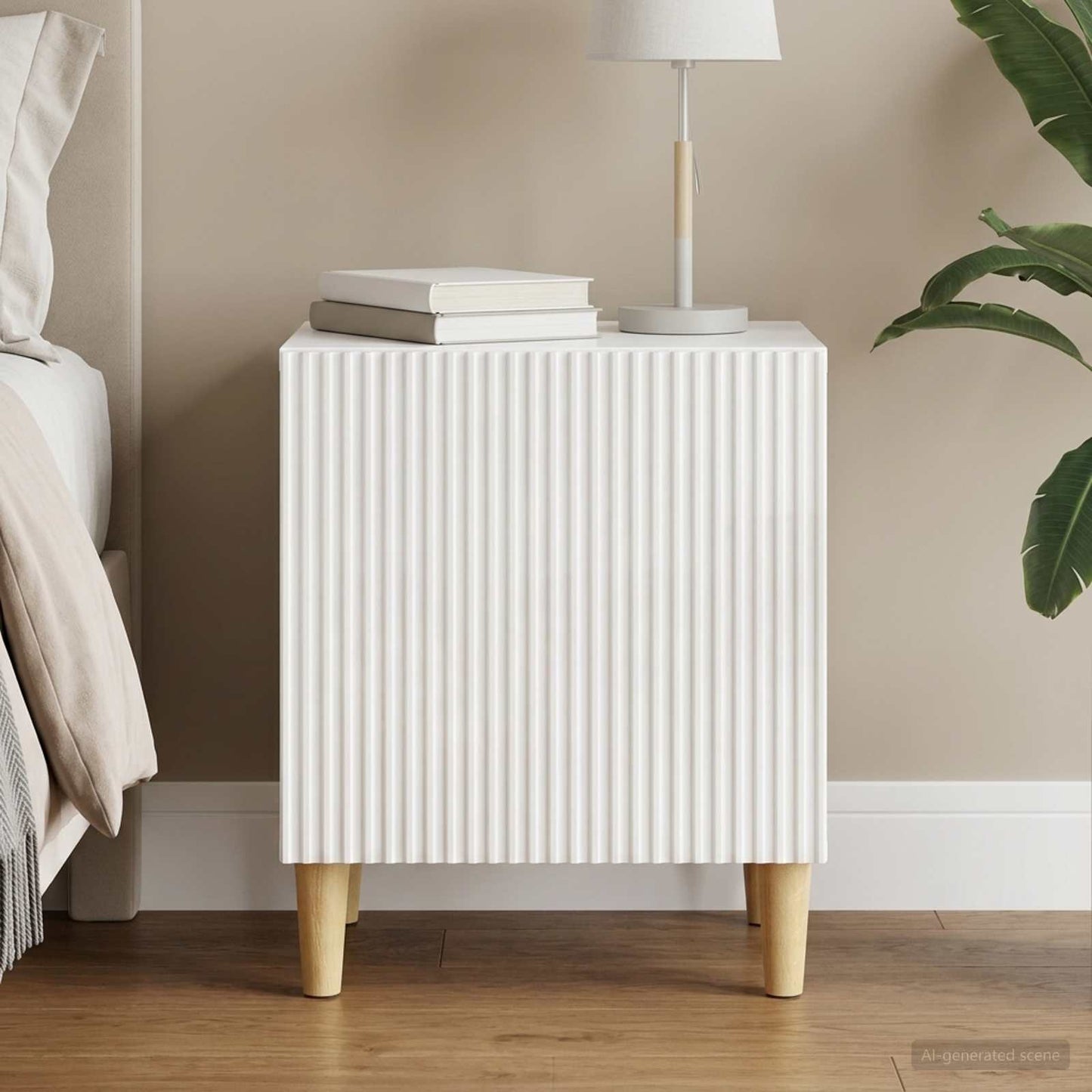 vidaXL Κομοδίνο Γυαλιστερό Λευκό 43 x 34,5 x 50 εκ Επεξεργασμένο Ξύλο