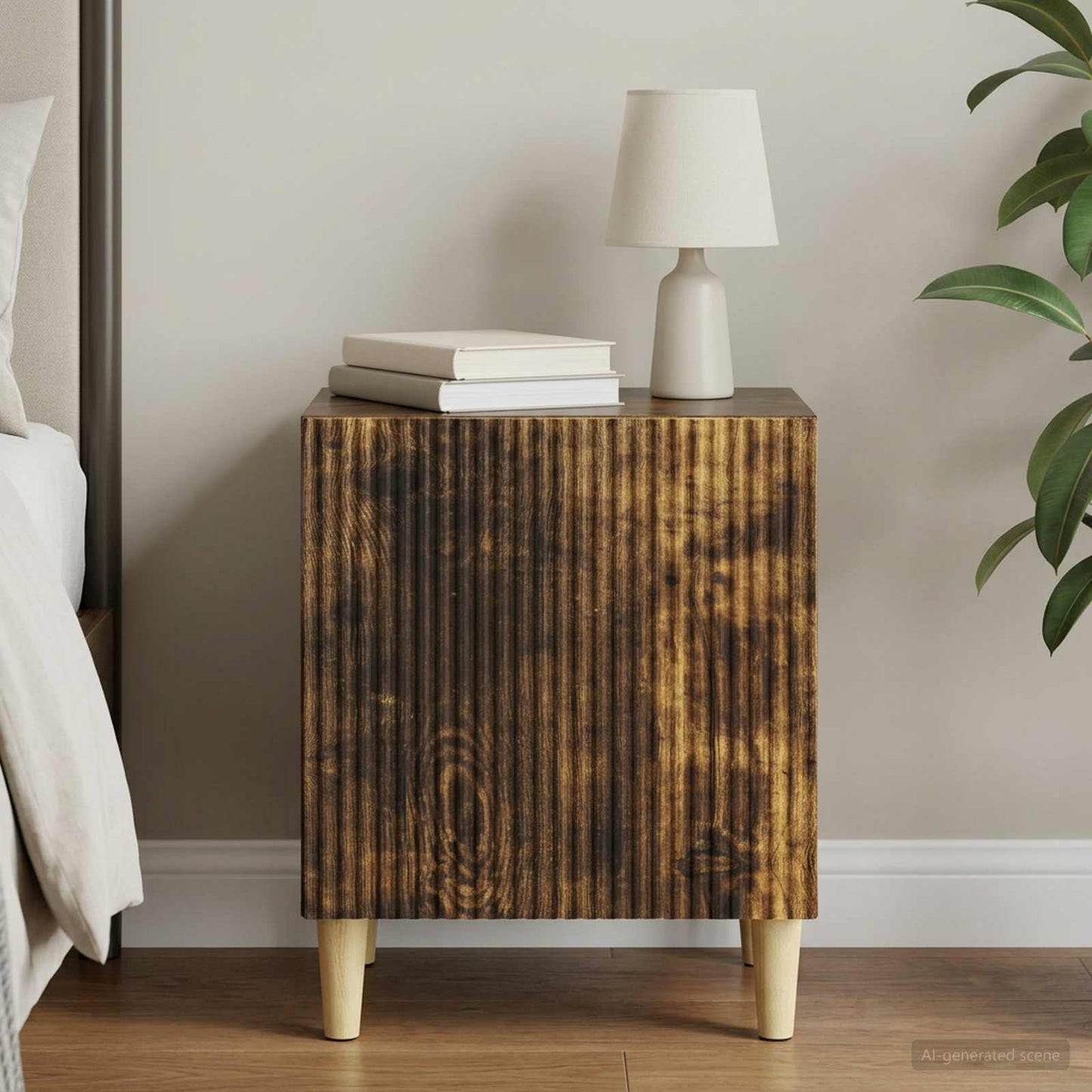 vidaXL Κομοδίνο Καπνισμένο Ξύλο Δρυός 43 x 34,5 x 50 εκ
