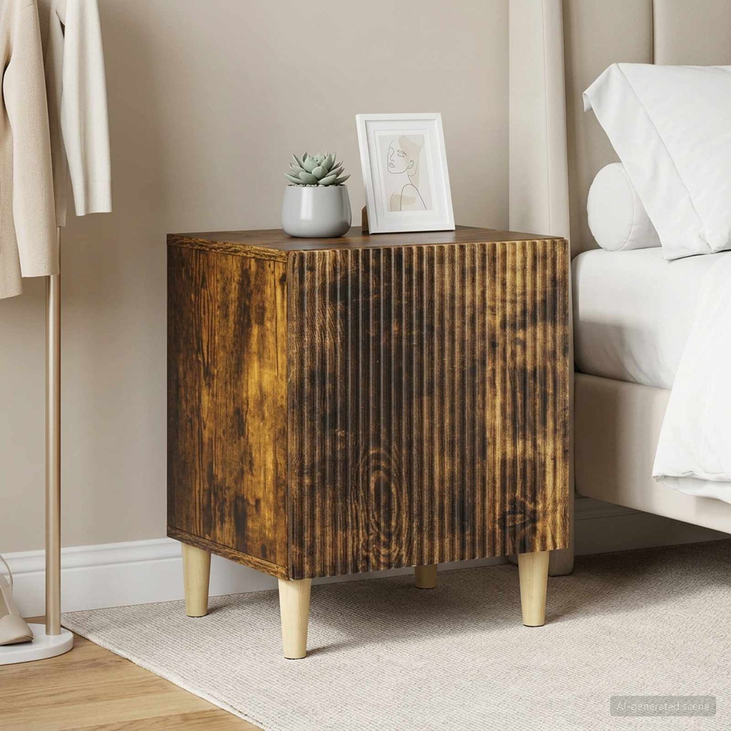 vidaXL Κομοδίνο 2 τεμ. Καπνισμένο Ξύλο Δρυός 43 x 34,5 x 50 εκ