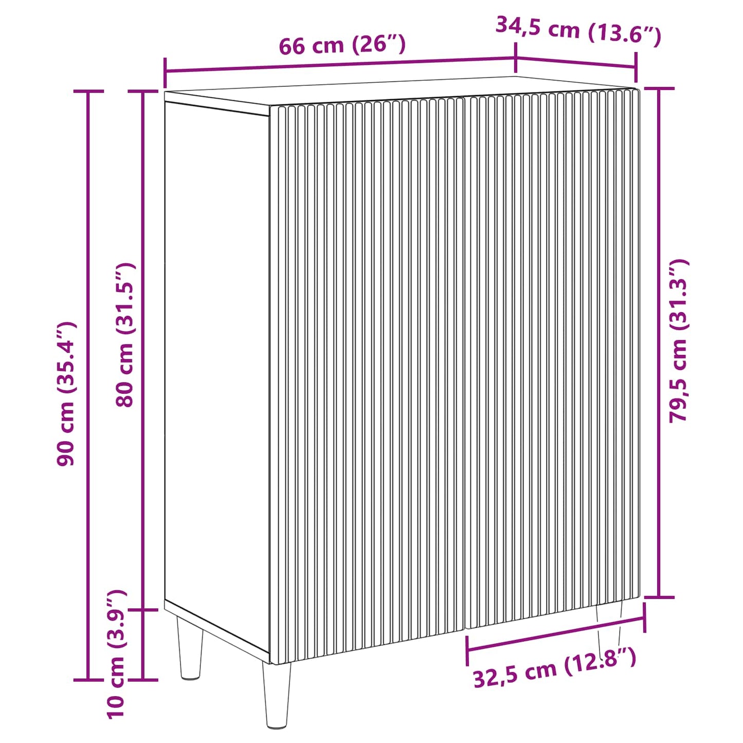 vidaXL Πλαϊνό γραφείο Γκρι Sonoma 66 x 34,5 x 90 εκ Επεξεργασμένο Ξύλο