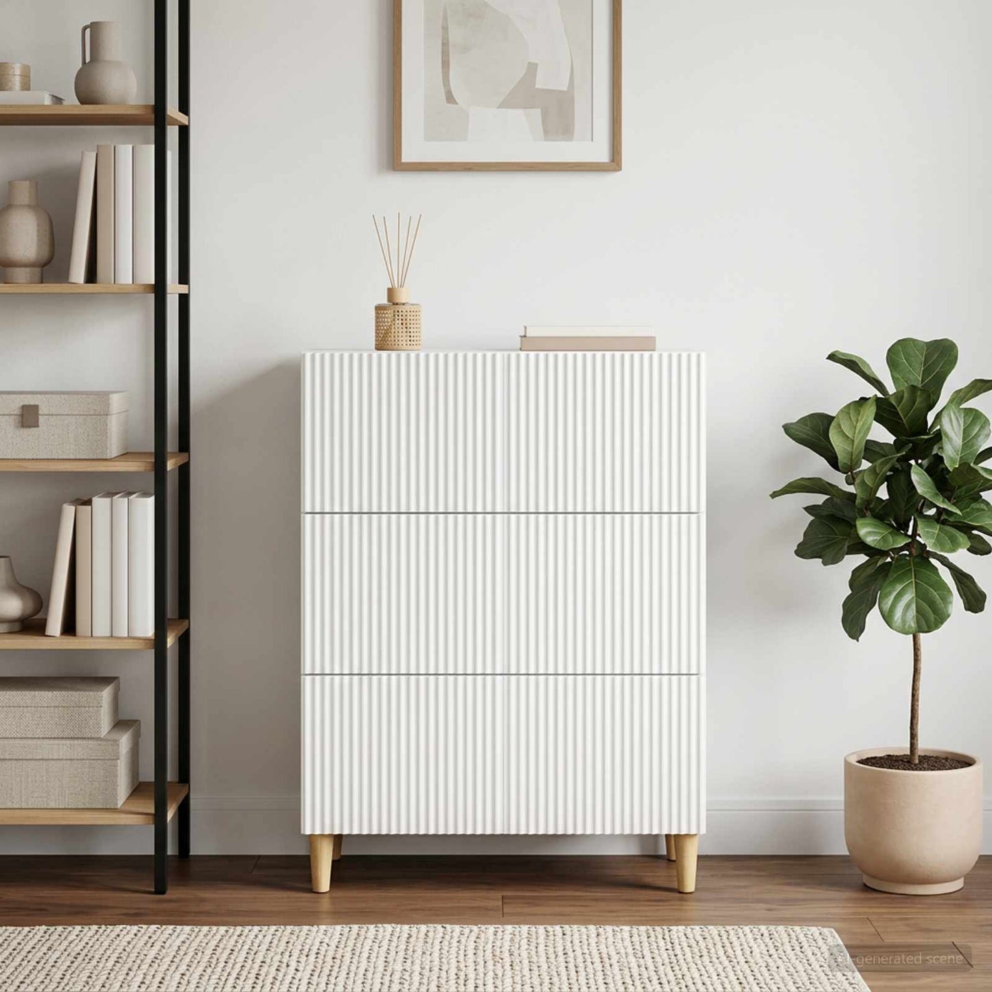 vidaXL Ντουλάπι με Συρτάρια Λευκό 66 x 34,5 x 90 εκ Επεξεργασμένο Ξύλο