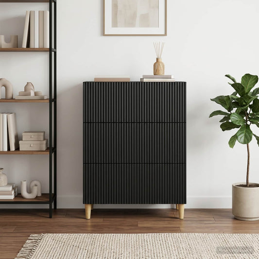 vidaXL Ντουλάπι με Συρτάρια 66 x 34,5 x 90 εκ Επεξεργασμένο Ξύλο Μαύρο