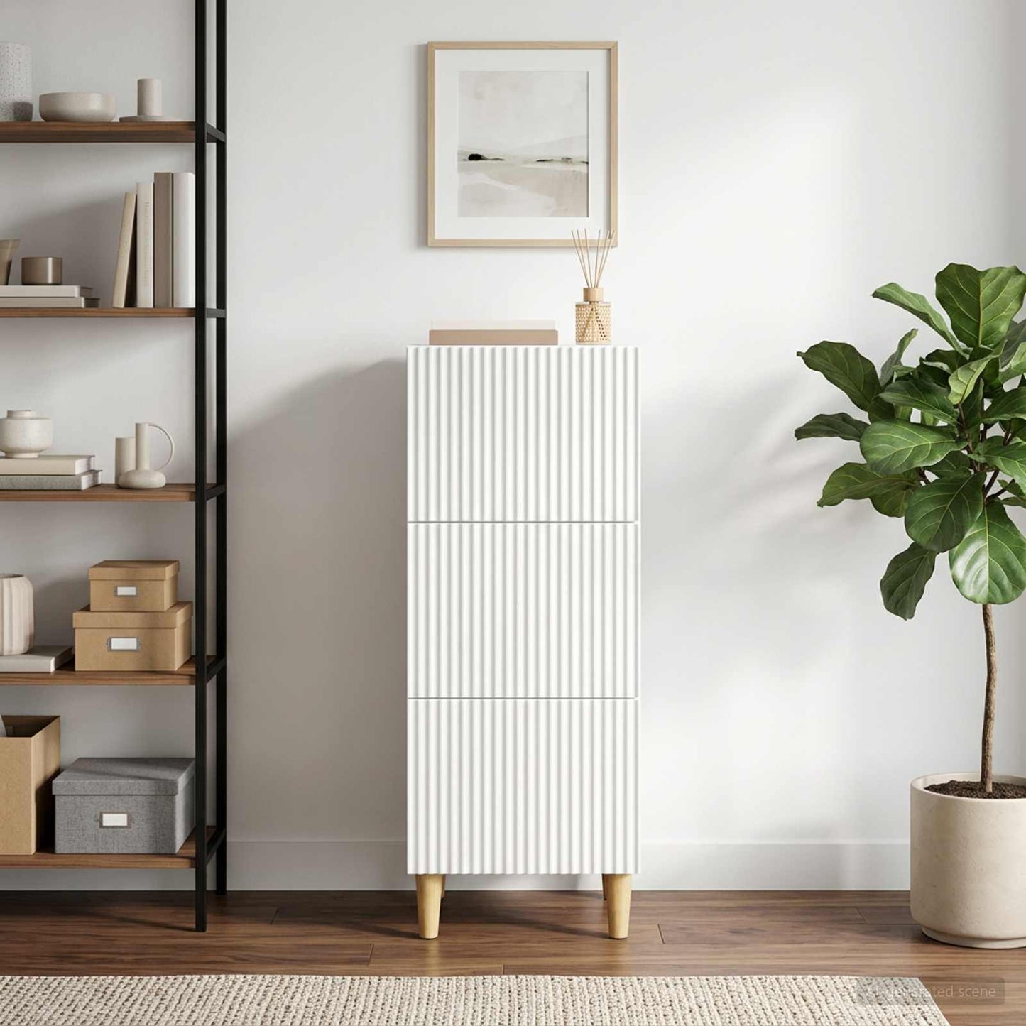 vidaXL Ντουλάπι με Συρτάρια Λευκό 33 x 34,5 x 90 εκ Επεξεργασμένο Ξύλο