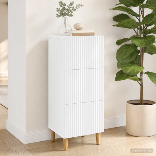 vidaXL Ντουλάπι με Συρτάρια Λευκό 33 x 34,5 x 90 εκ Επεξεργασμένο Ξύλο