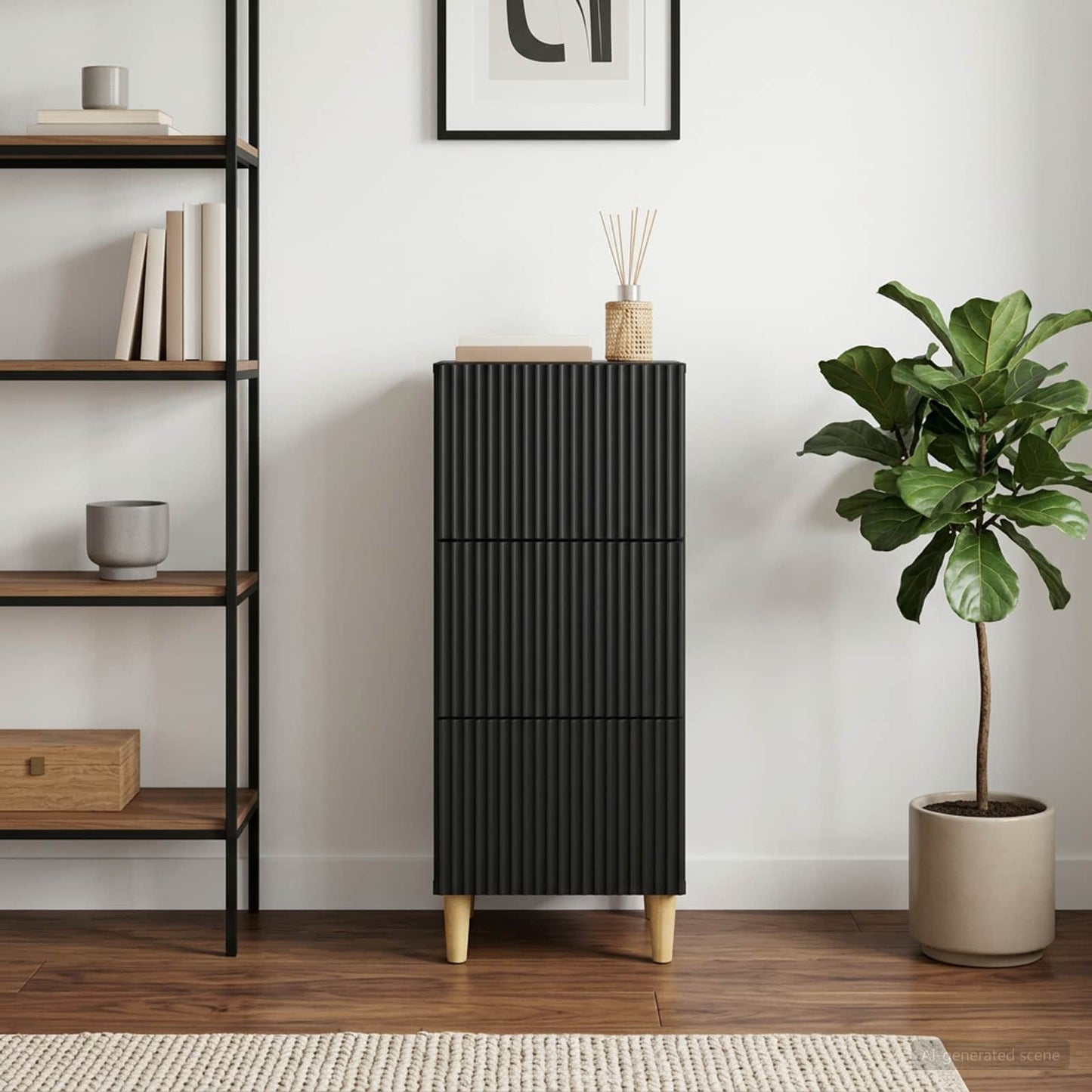 vidaXL Ντουλάπι με Συρτάρια Μαύρο 33 x 34,5 x 90 εκ Επεξεργασμένο Ξύλο