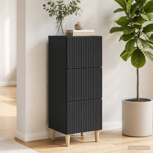 vidaXL Ντουλάπι με Συρτάρια Μαύρο 33 x 34,5 x 90 εκ Επεξεργασμένο Ξύλο