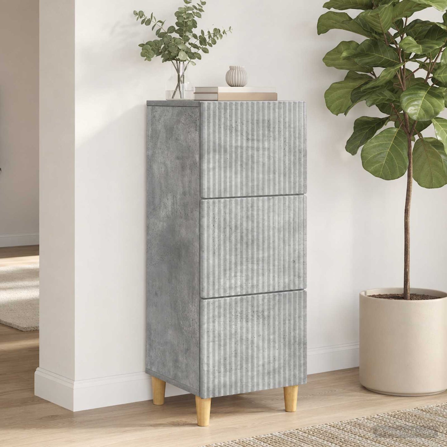 vidaXL Ντουλάπι με Συρτάρια Γκρι Σκυροδέματος 33 x 34,5 x 90 εκ