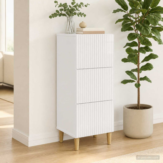 vidaXL Ντουλάπι με Συρτάρια Γυαλιστερό Λευκό 33 x 34,5 x 90 εκ