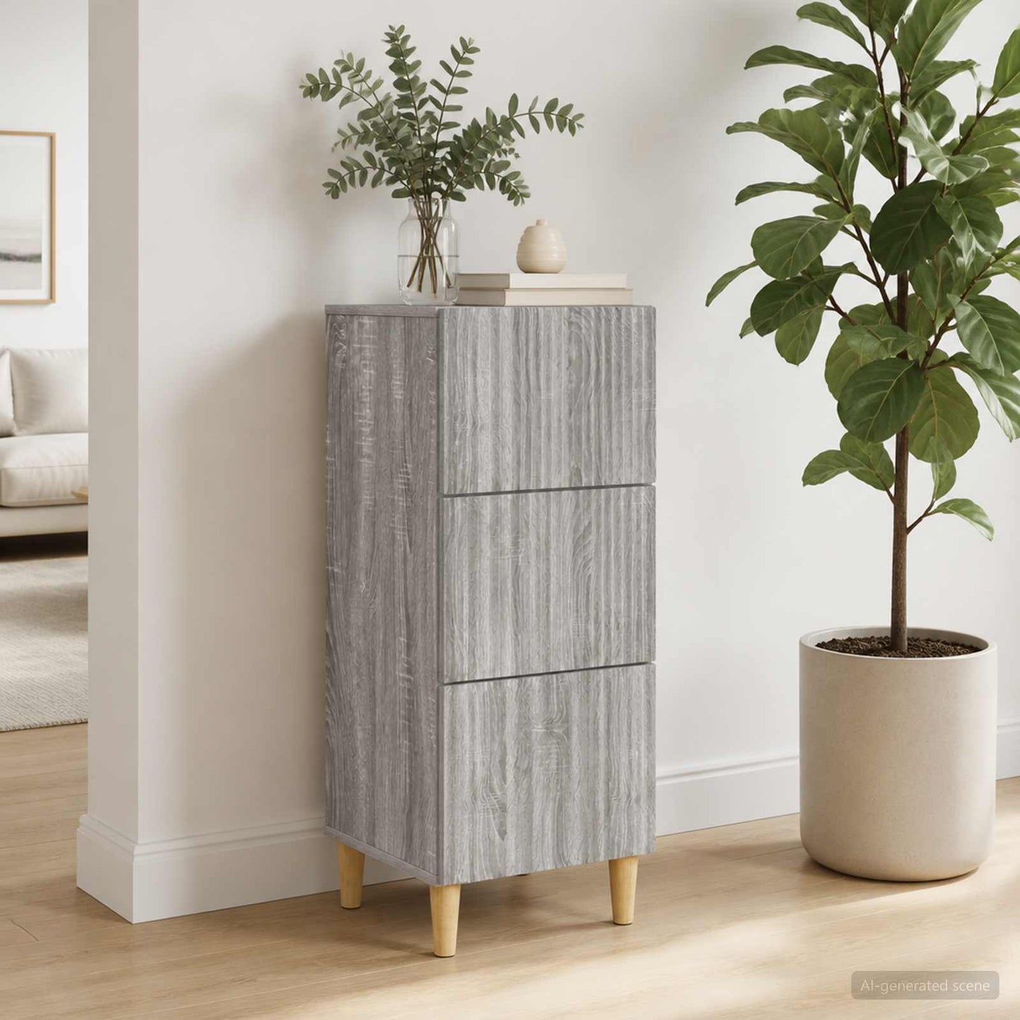 vidaXL Ντουλάπι με Συρτάρια Γκρι Sonoma 33 x 34,5 x 90 εκ
