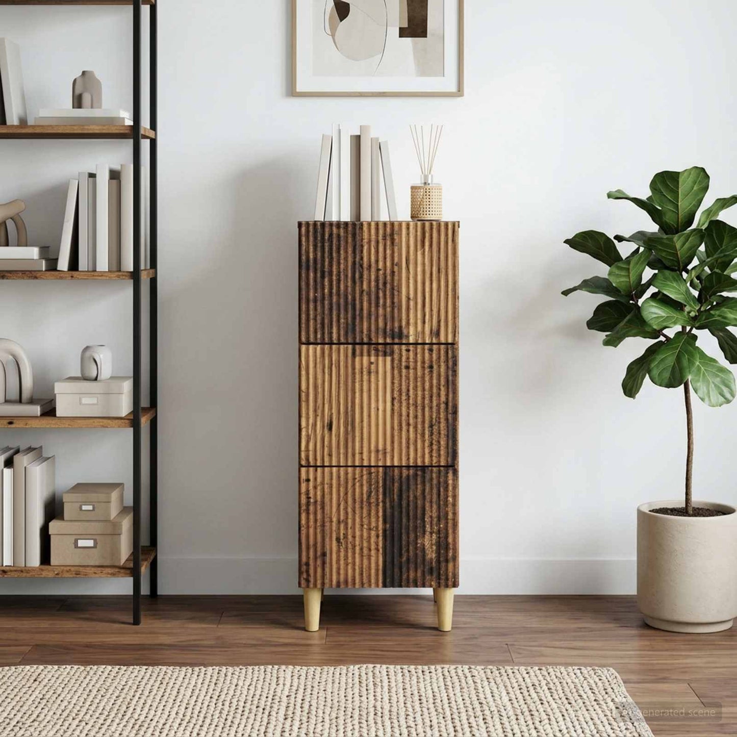 vidaXL Ντουλάπι με Συρτάρια Παλαιωμένο ξύλο 33 x 34,5 x 90 εκ