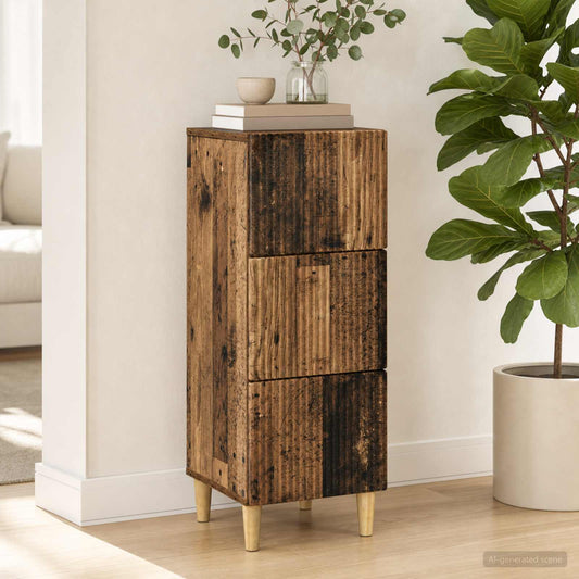 vidaXL Ντουλάπι με Συρτάρια Παλαιωμένο ξύλο 33 x 34,5 x 90 εκ