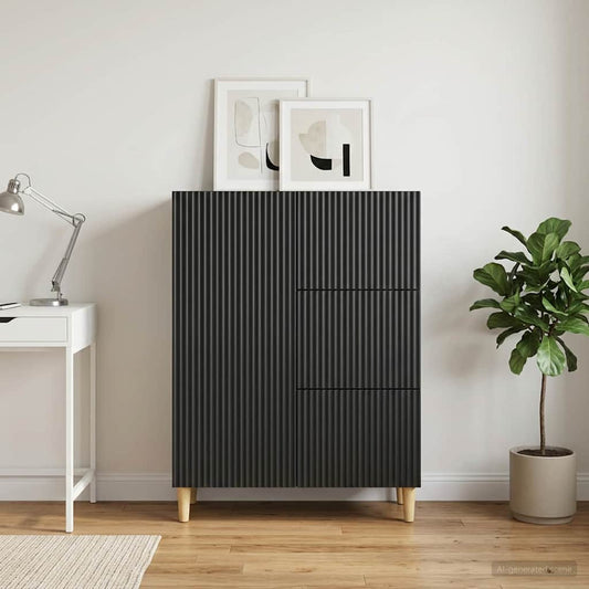 vidaXL Πλαϊνό γραφείο Μαύρο 66 x 34,5 x 90 εκ Επεξεργασμένο Ξύλο