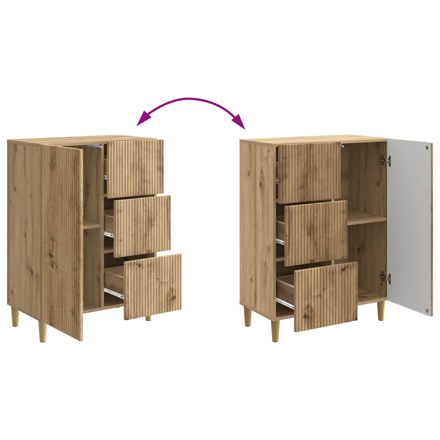 vidaXL Πλαϊνό γραφείο με συρτάρι Artisan Δρυς 66 x 34,5 x 90 εκ