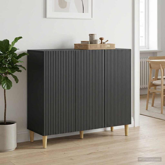 vidaXL Πλαϊνό γραφείο Μαύρο 89 x 34,5 x 80 εκ Επεξεργασμένο Ξύλο