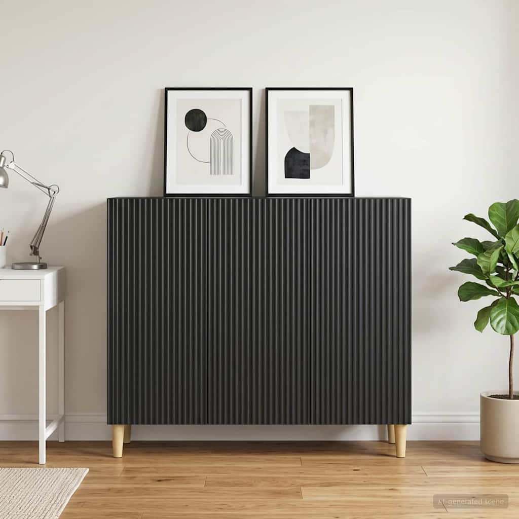 vidaXL Πλαϊνό γραφείο Μαύρο 89 x 34,5 x 80 εκ Επεξεργασμένο Ξύλο