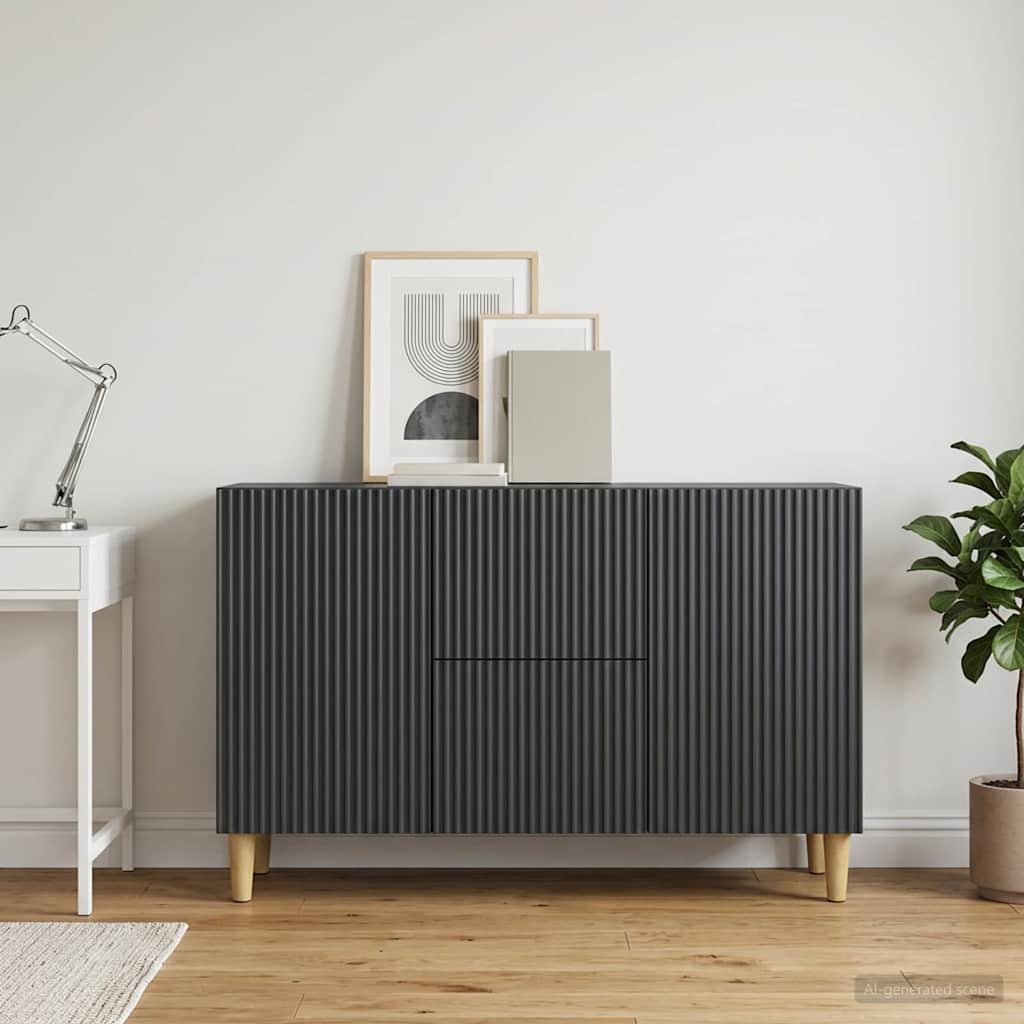 vidaXL Πλαϊνό γραφείο Μαύρο 89 x 34,5 x 60 εκ. Επεξεργασμένο Ξύλο