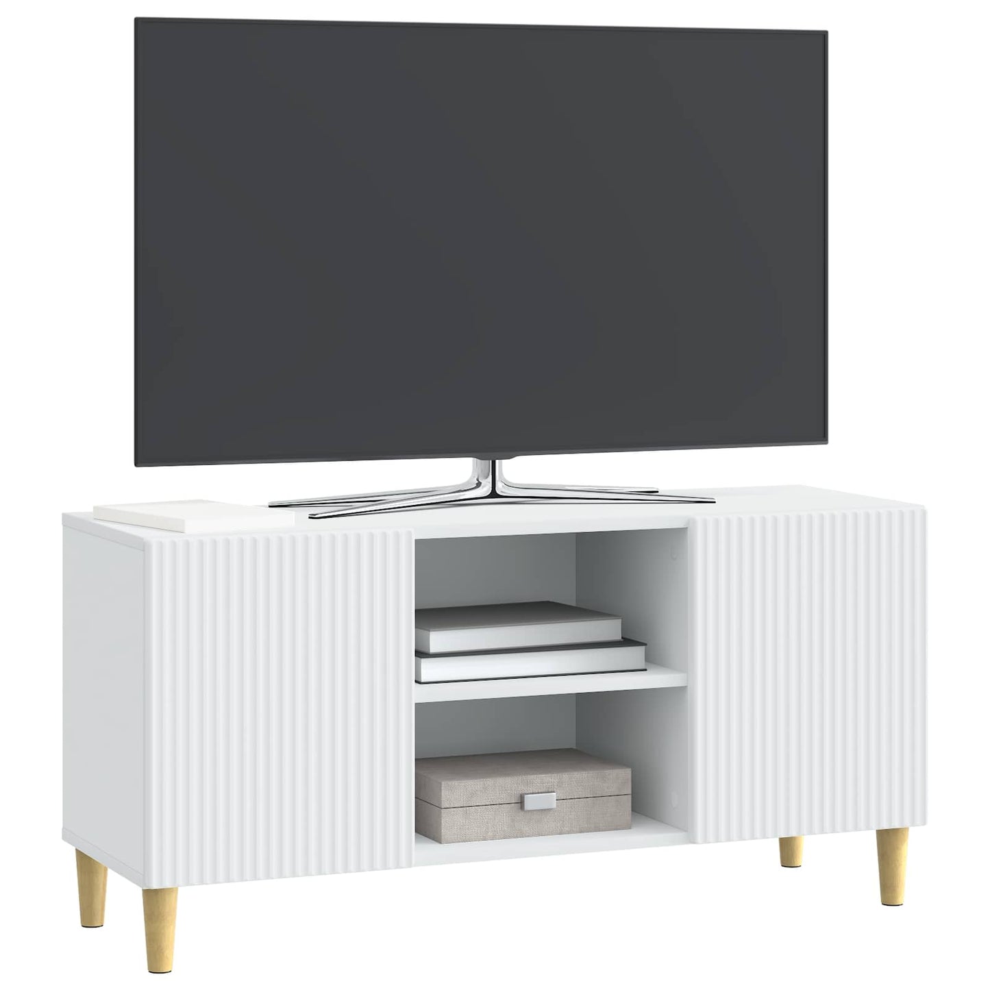 vidaXL Ντουλάπι TV Λευκό 102 x 34,5 x 50 εκ. Επεξεργασμένο Ξύλο