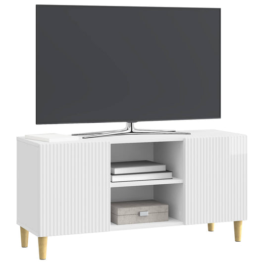 vidaXL Ντουλάπι TV Γυαλιστερό Λευκό 102 x 34,5 x 50 εκ.