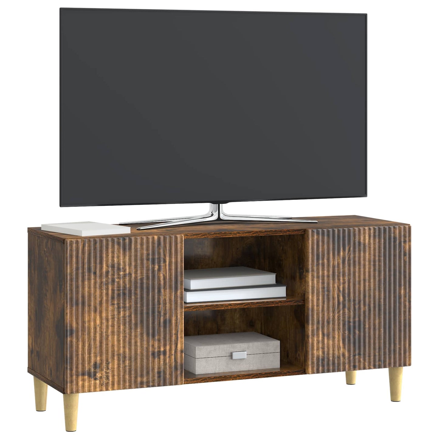 vidaXL Ντουλάπι TV Καπνισμένο Ξύλο Δρυός 102 x 34,5 x 50 εκ.