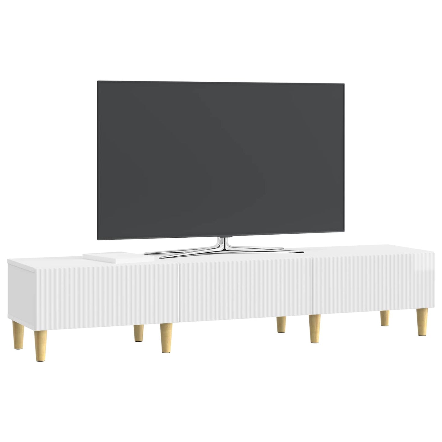 vidaXL Ντουλάπι TV με συρτάρι Γυαλιστερό Λευκό 147 x 34,5 x 30 εκ