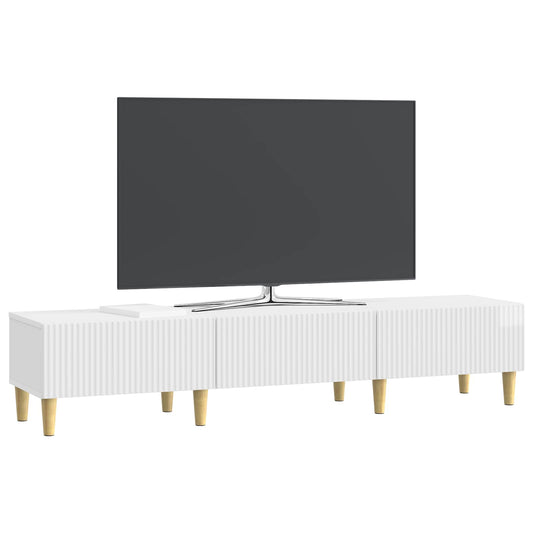 vidaXL Ντουλάπι TV με συρτάρι Γυαλιστερό Λευκό 147 x 34,5 x 30 εκ