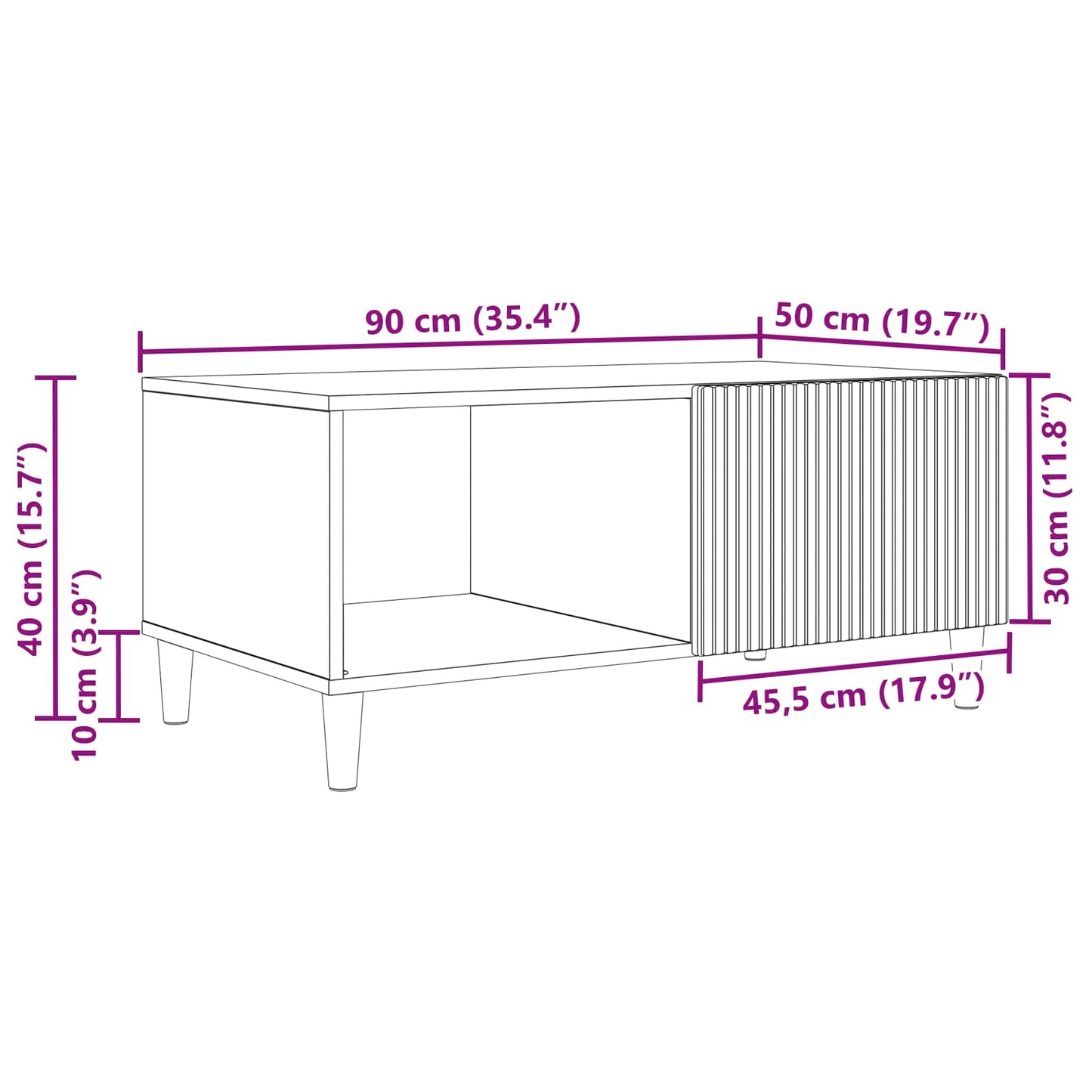 vidaXL Τραπεζάκι σαλονιού Sonoma Δρυς 90 x 50 x 40 cm
