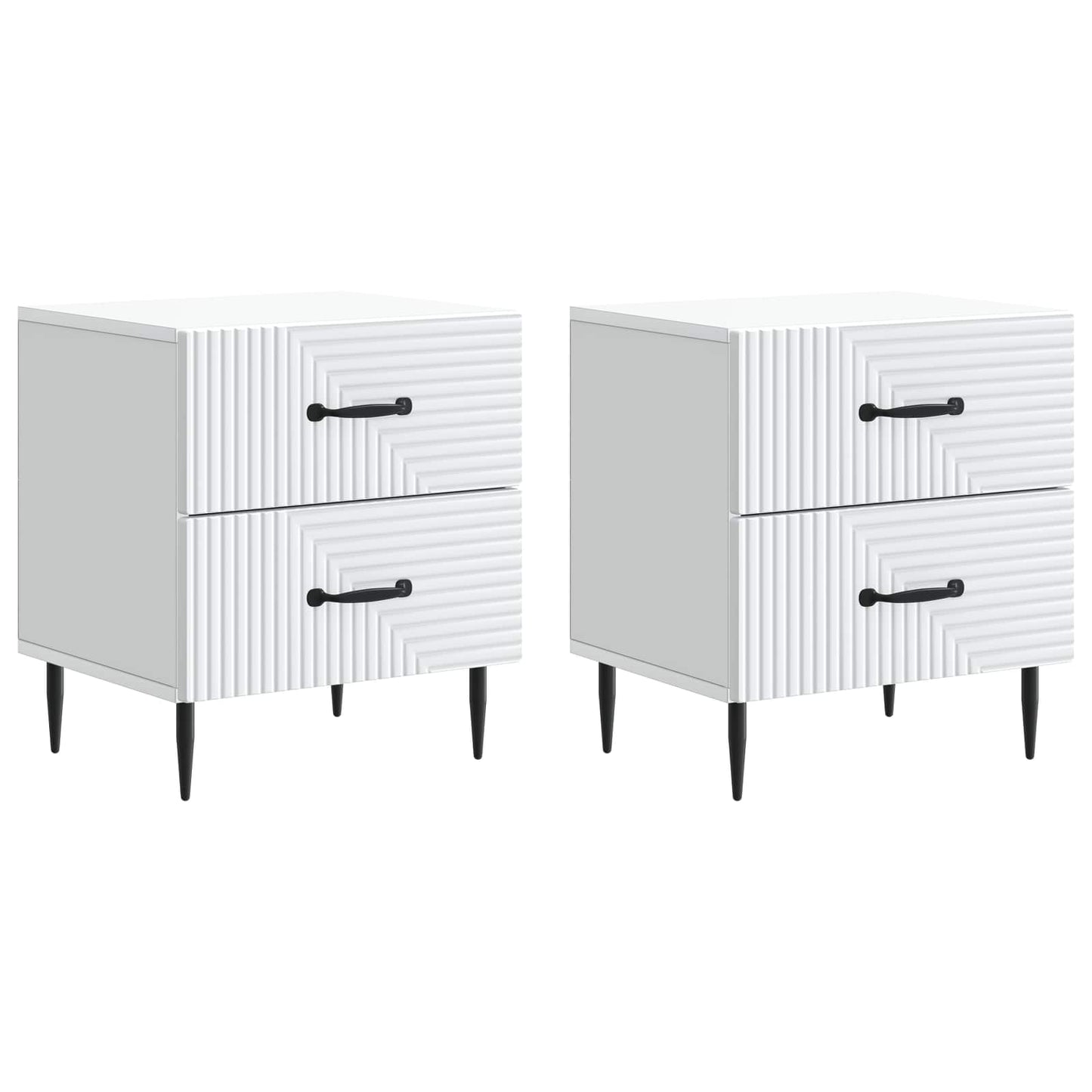 vidaXL Κομοδίνο 2 τεμ. Λευκό 43 x 34,5 x 47,5 εκ Επεξεργασμένο Ξύλο