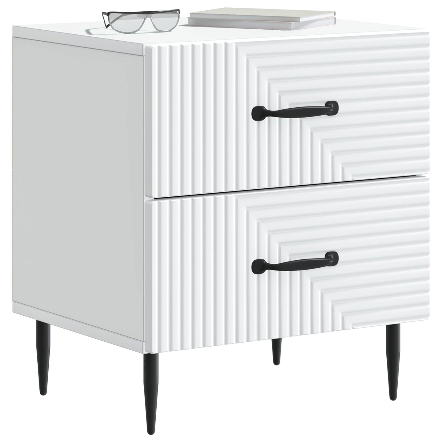 vidaXL Κομοδίνο 2 τεμ. Λευκό 43 x 34,5 x 47,5 εκ Επεξεργασμένο Ξύλο