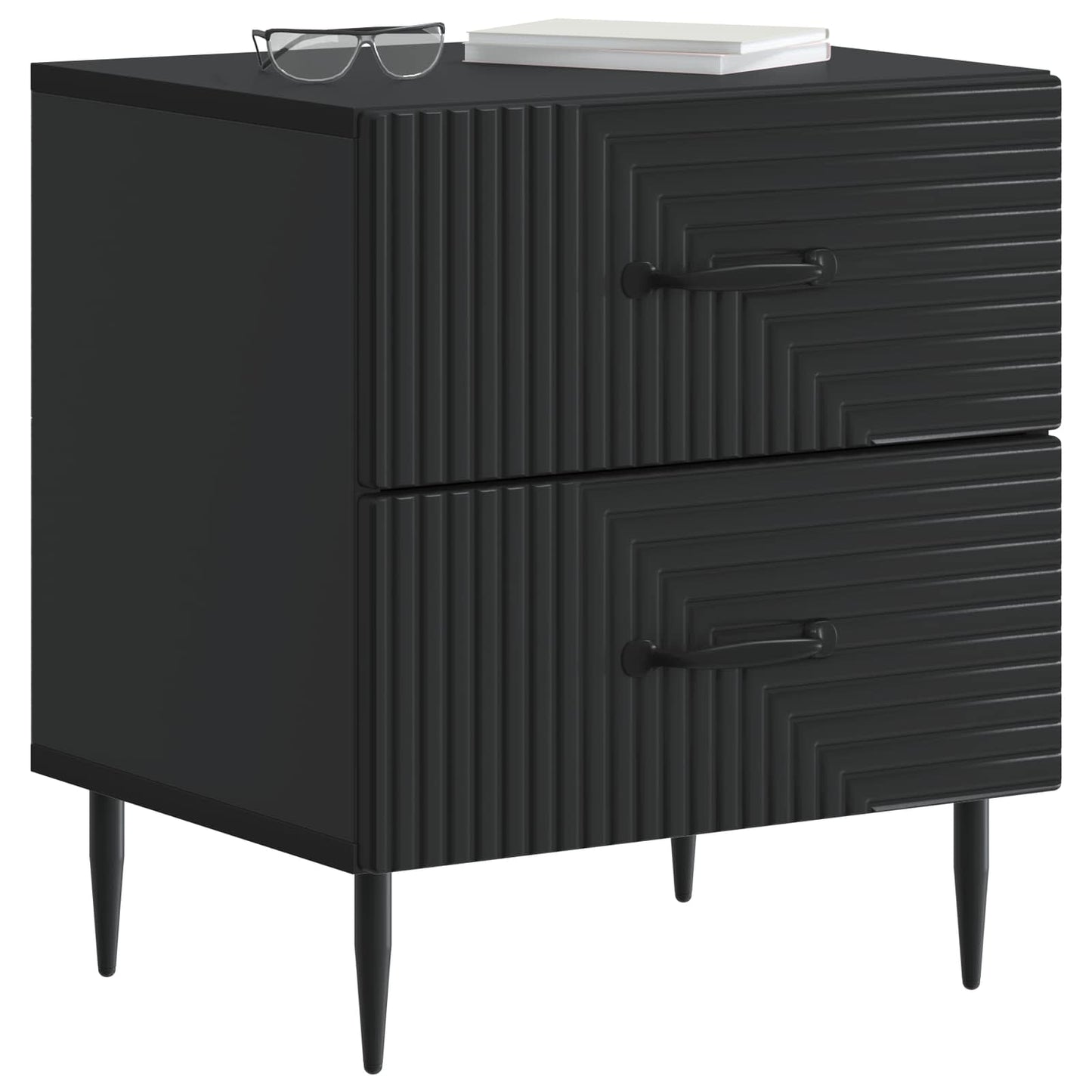 vidaXL Κομοδίνο Μαύρο 43 x 34,5 x 47,5 εκ Επεξεργασμένο Ξύλο