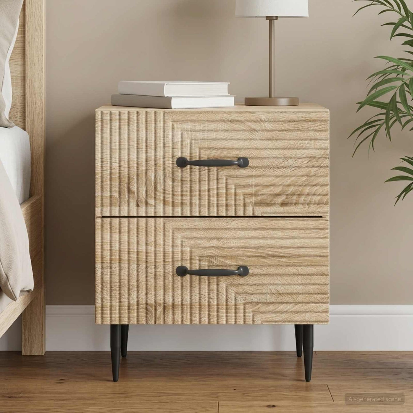 vidaXL Κομοδίνο Sonoma Δρυς 43 x 34,5 x 47,5 εκ Επεξεργασμένο Ξύλο