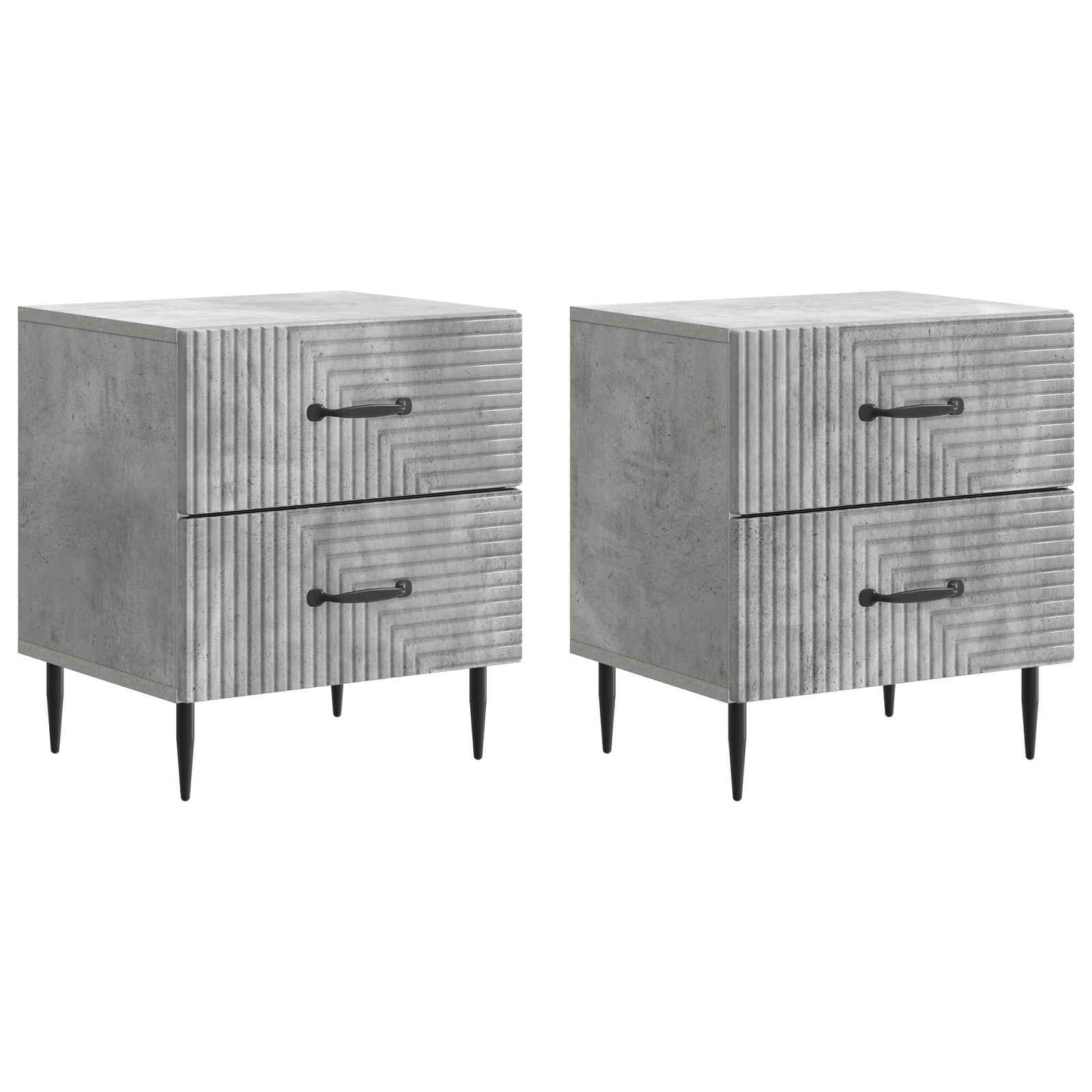 vidaXL Κομοδίνο 2 τμχ. Γκρι Σκυροδέματος 43 x 34,5 x 47,5 εκ