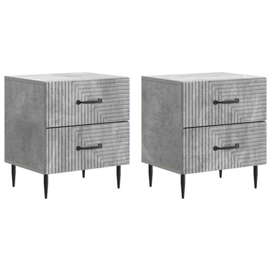 vidaXL Κομοδίνο 2 τεμ. Γκρι Σκυροδέματος 43 x 34,5 x 47,5 εκ