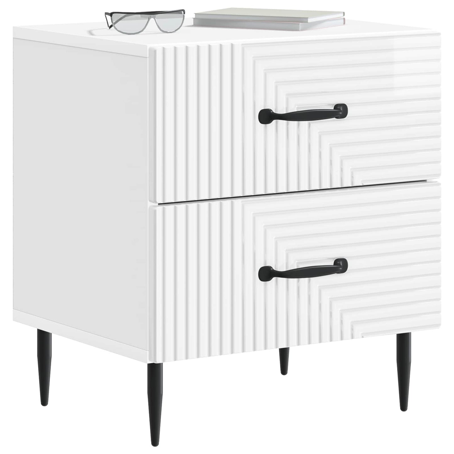 vidaXL Κομοδίνο Γυαλιστερό Λευκό 43 x 34,5 x 47,5 εκ