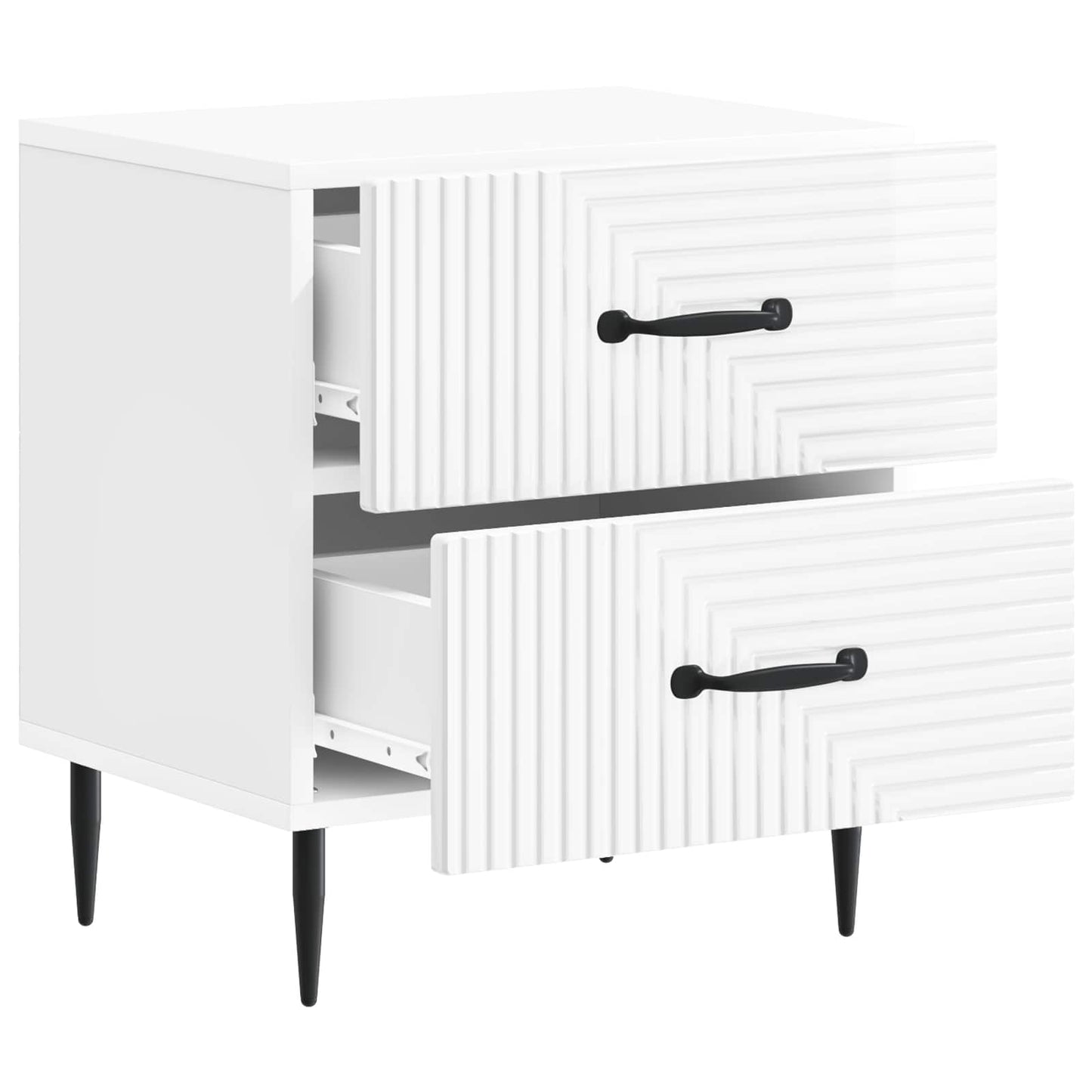 vidaXL Κομοδίνο 2 τμχ. Γυαλιστερό Λευκό 43 x 34,5 x 47,5 εκ