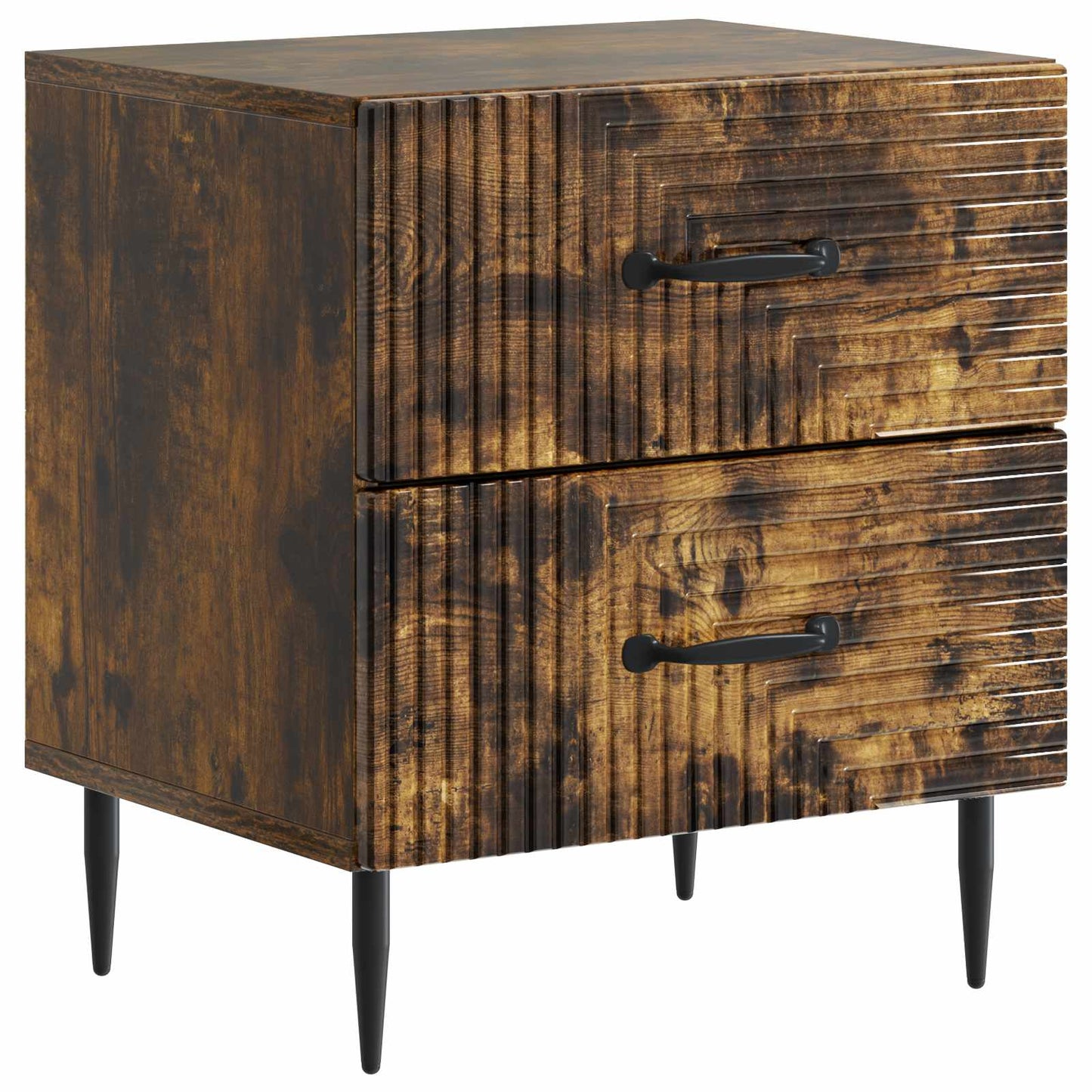 vidaXL Κομοδίνο 2 τμχ. Καπνισμένο Ξύλο Δρυός 43 x 34,5 x 47,5 εκ