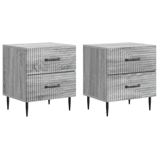 vidaXL Κομοδίνο 2 τμχ. Γκρι Sonoma 43 x 34,5 x 47,5 εκ