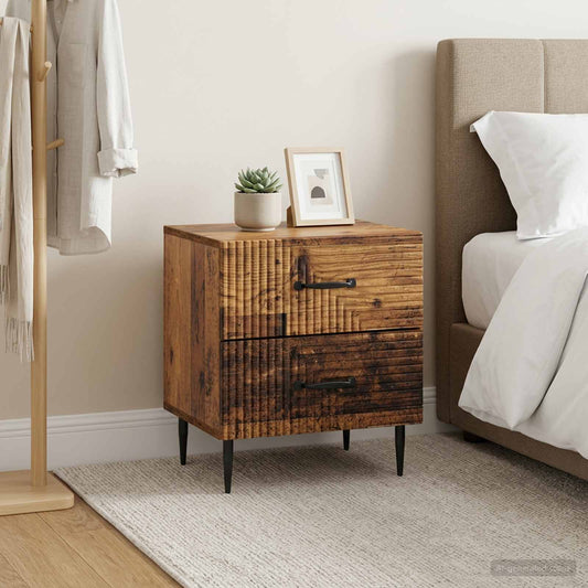 vidaXL Κομοδίνο 2 τμχ. Παλαιωμένο ξύλο 43 x 34,5 x 47,5 εκ