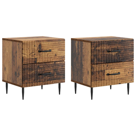 vidaXL Κομοδίνο 2 τμχ. Παλαιωμένο ξύλο 43 x 34,5 x 47,5 εκ