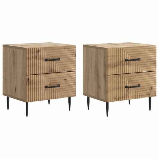 vidaXL Κομοδίνο 2 τμχ. Artisan Δρυς 43 x 34,5 x 47,5 εκ