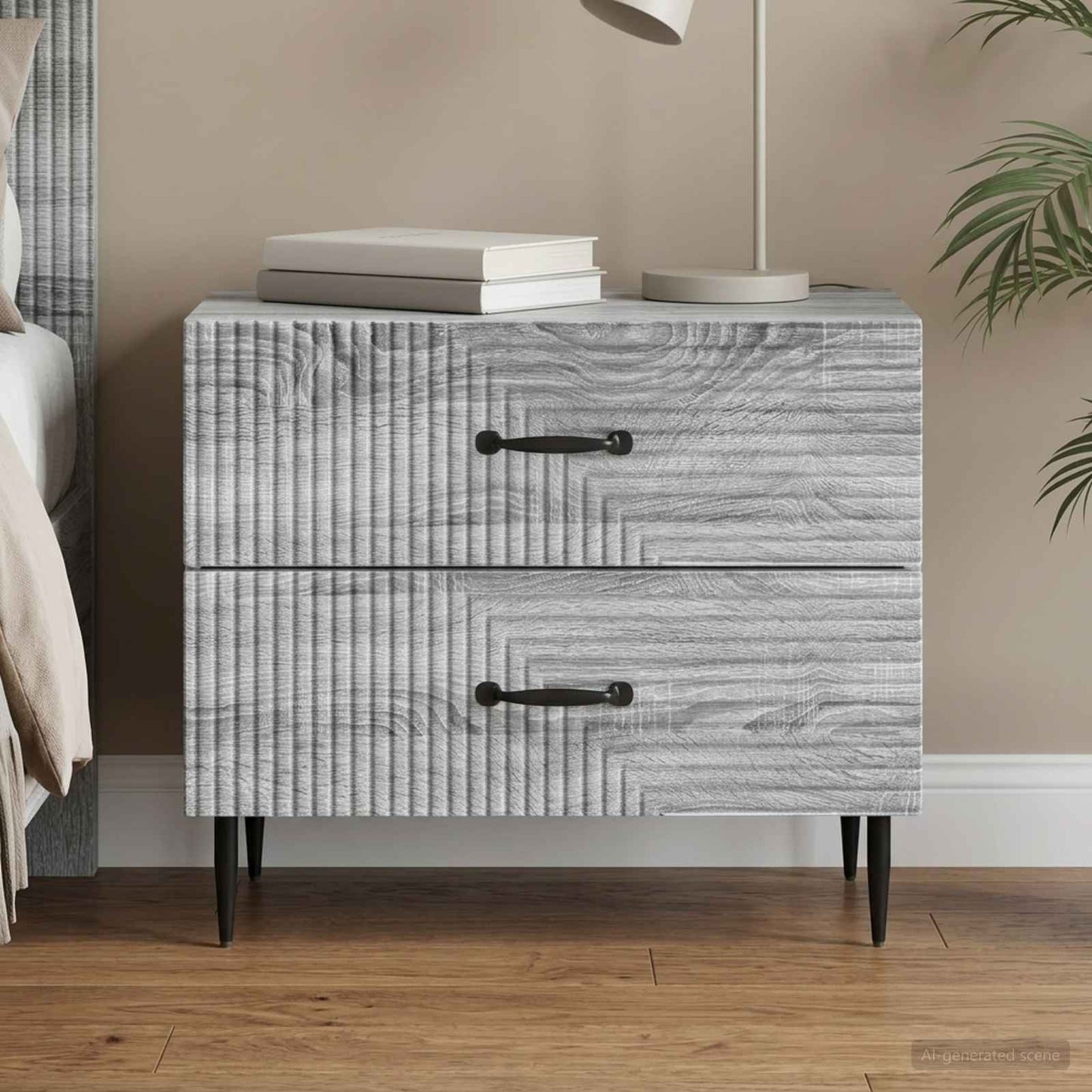 vidaXL Κομοδίνο Γκρι Sonoma 62 x 34,5 x 47,5 εκ Επεξεργασμένο Ξύλο