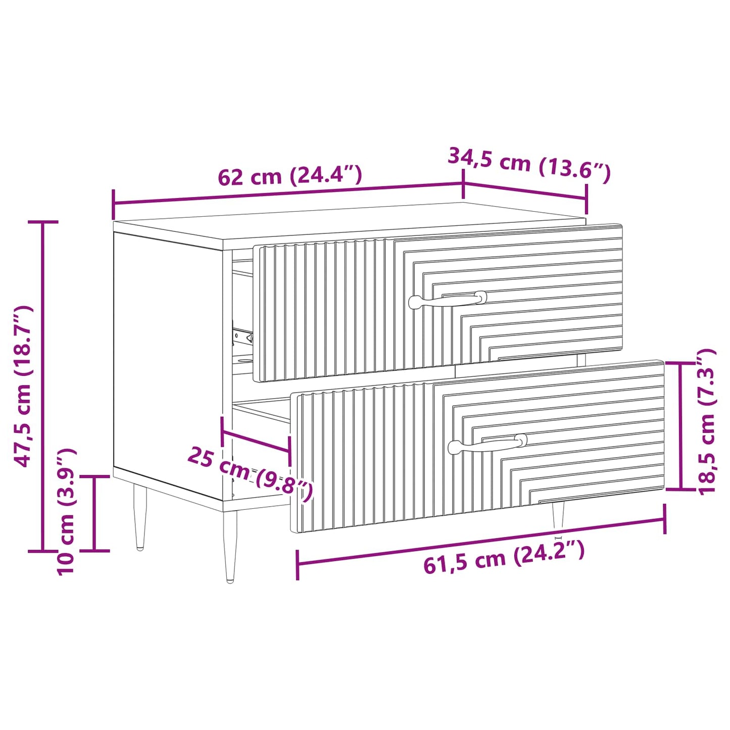 vidaXL Κομοδίνο Γκρι Sonoma 62 x 34,5 x 47,5 εκ Επεξεργασμένο Ξύλο