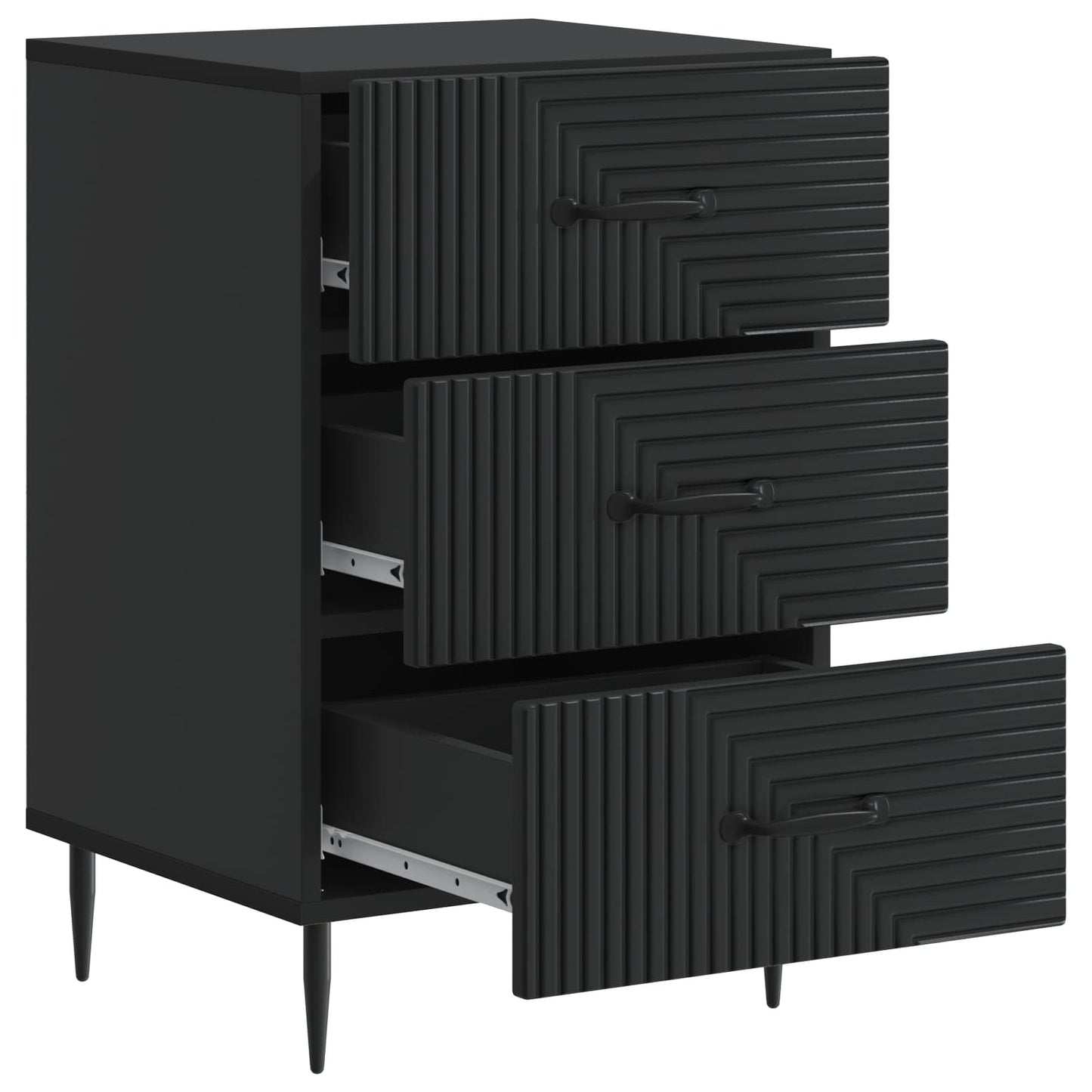 vidaXL Κομοδίνο με συρτάρι Μαύρο 43 x 41 x 66,5 εκ. Επεξεργασμένο Ξύλο