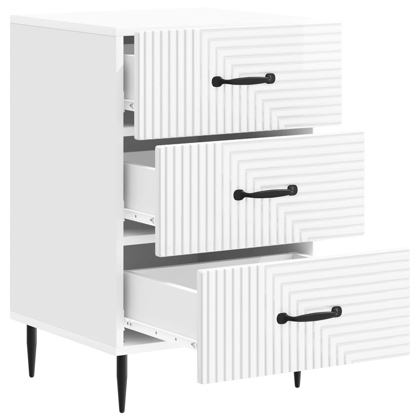 vidaXL Κομοδίνο Γυαλιστερό Λευκό 43 x 41 x 66,5 εκ. Επεξεργασμένο Ξύλο